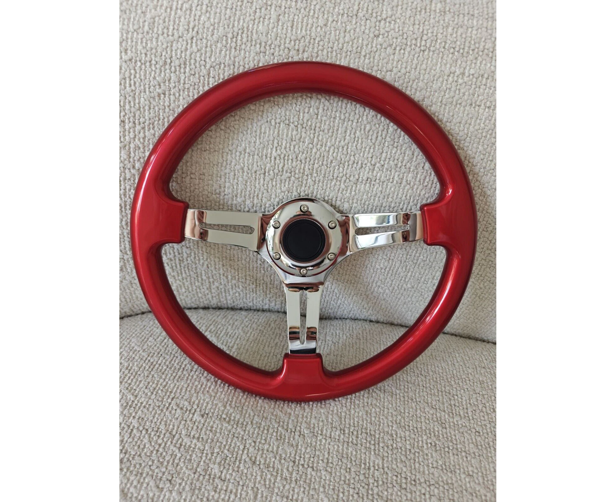 RED JDM Steering Wheel with Silver Center - MYPROJECT