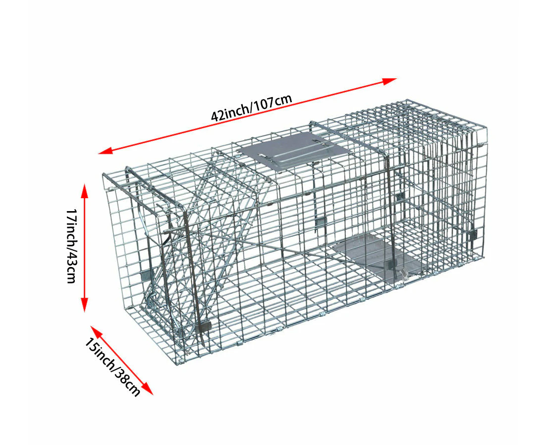 Salesbay Foldable Live Animal Trap Feral Pet Rabbit Dog Fox Cage Humane 4 Size 26x9x10 Inch