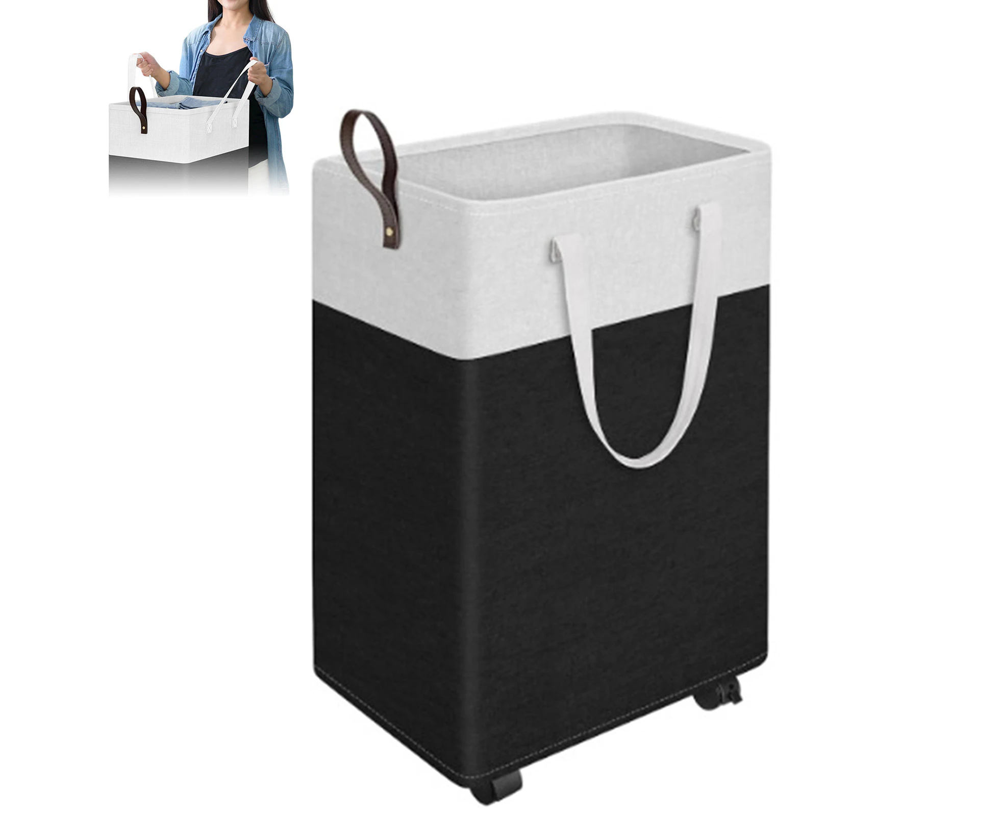 Laundry Basket with Wheels Easy Movement with Wheels Setting for Home Living Room Bedroom