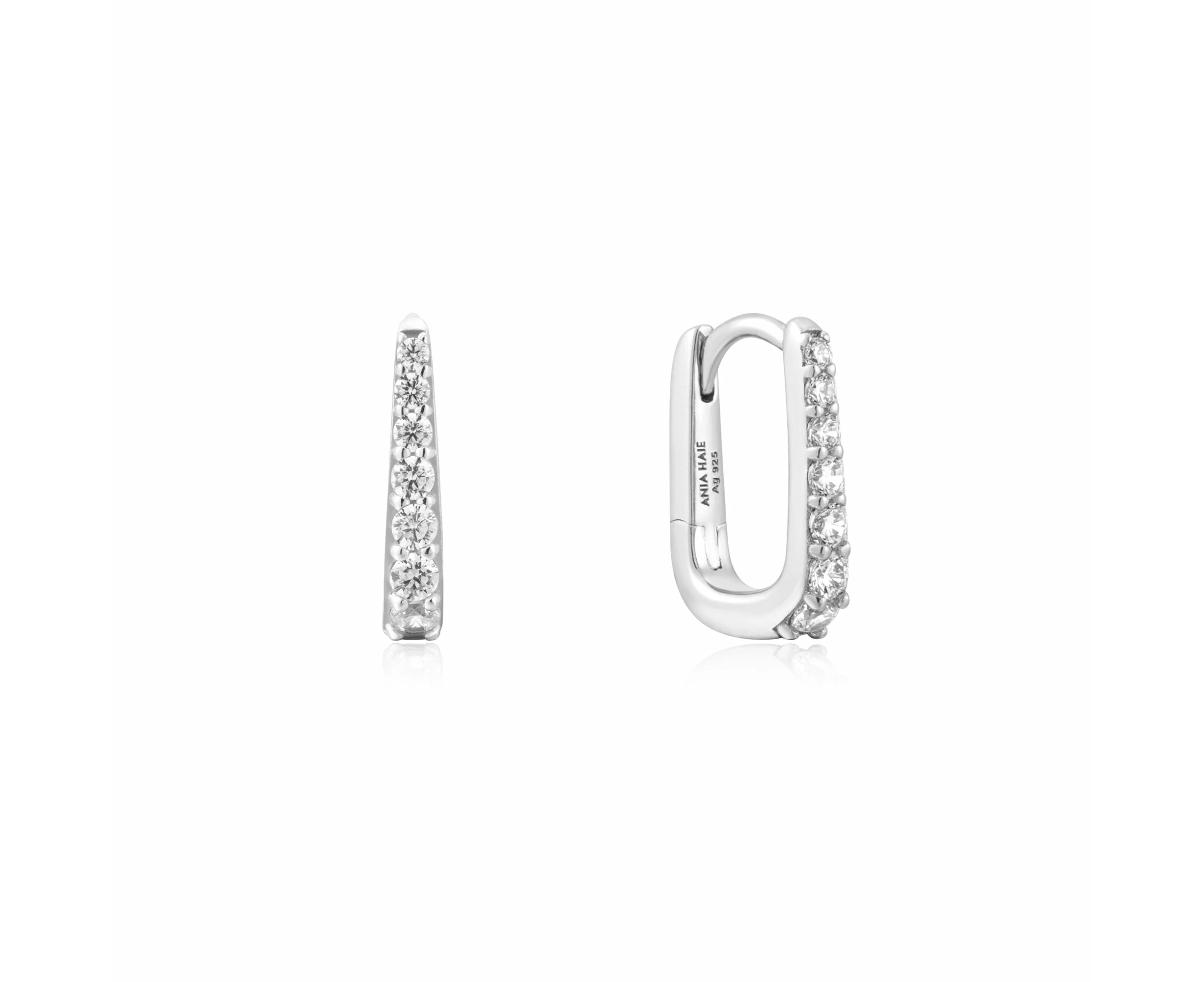 Ania Haie Silver Oval Pave Huggies