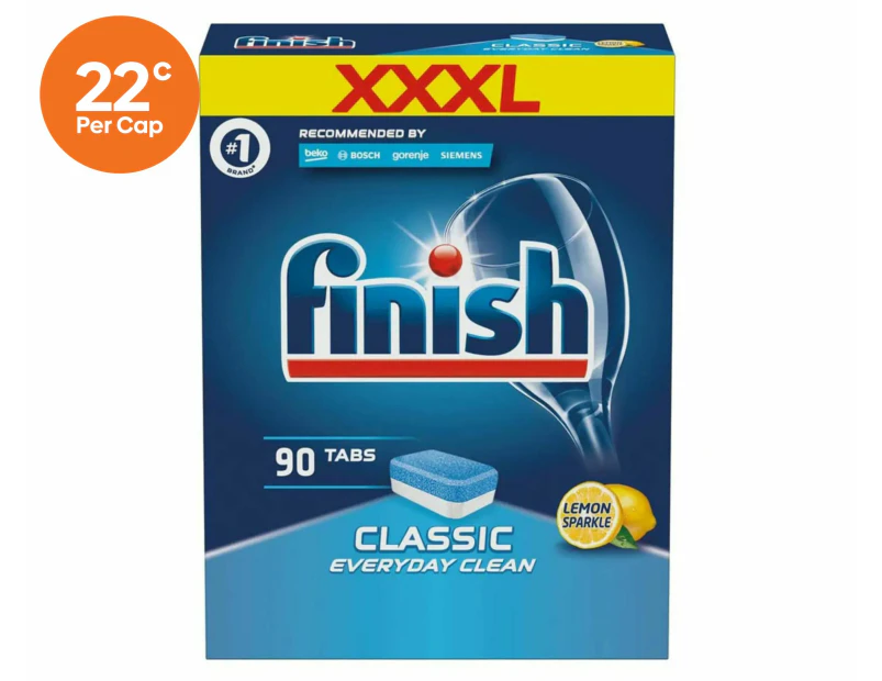 Finish Classic Everyday Clean Dishwasher Tabs Lemon Sparkle 90pk