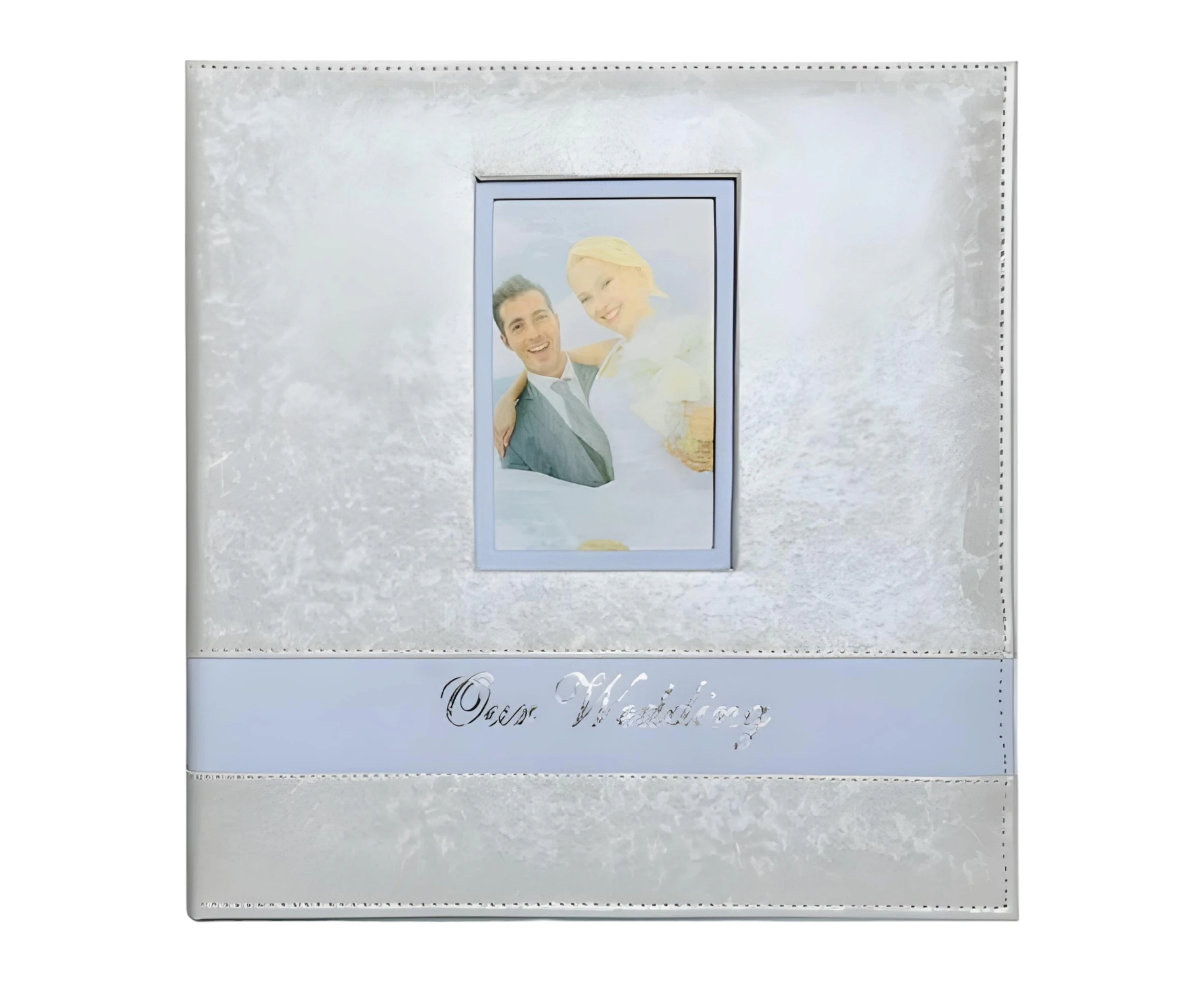 Large White Leather Cover & Frame Our Wedding Photo Album in Gift Box