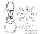 Portable for Key Chain Holder 100x/Set Lobster Claw Clasp Swivel Trigger Snap Ho