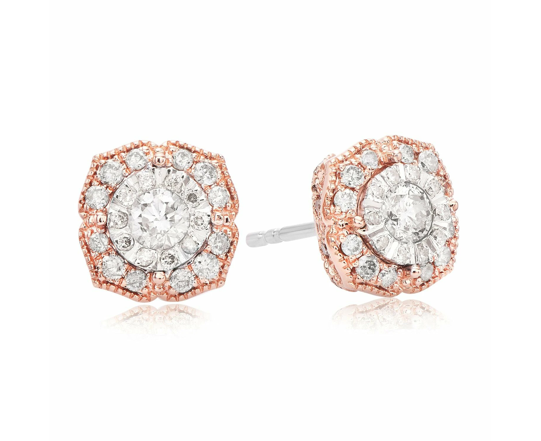 Paris 14ct Rose Gold 0.75 ctw Diamond Stud Earrings