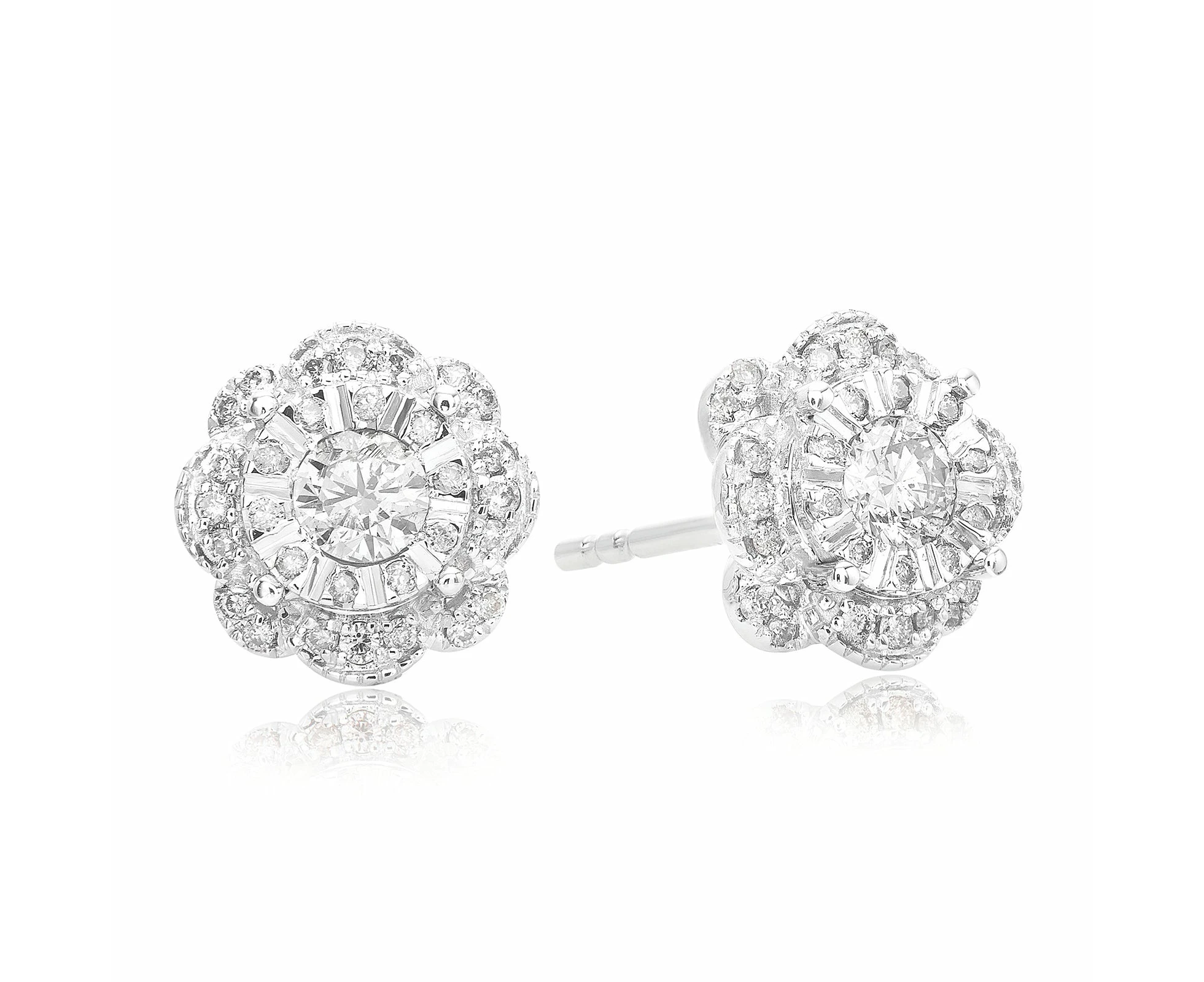 Paris 14ct White Gold with Round Brilliant Cut 1/2 CARAT tw of Diamond Stud Earrings