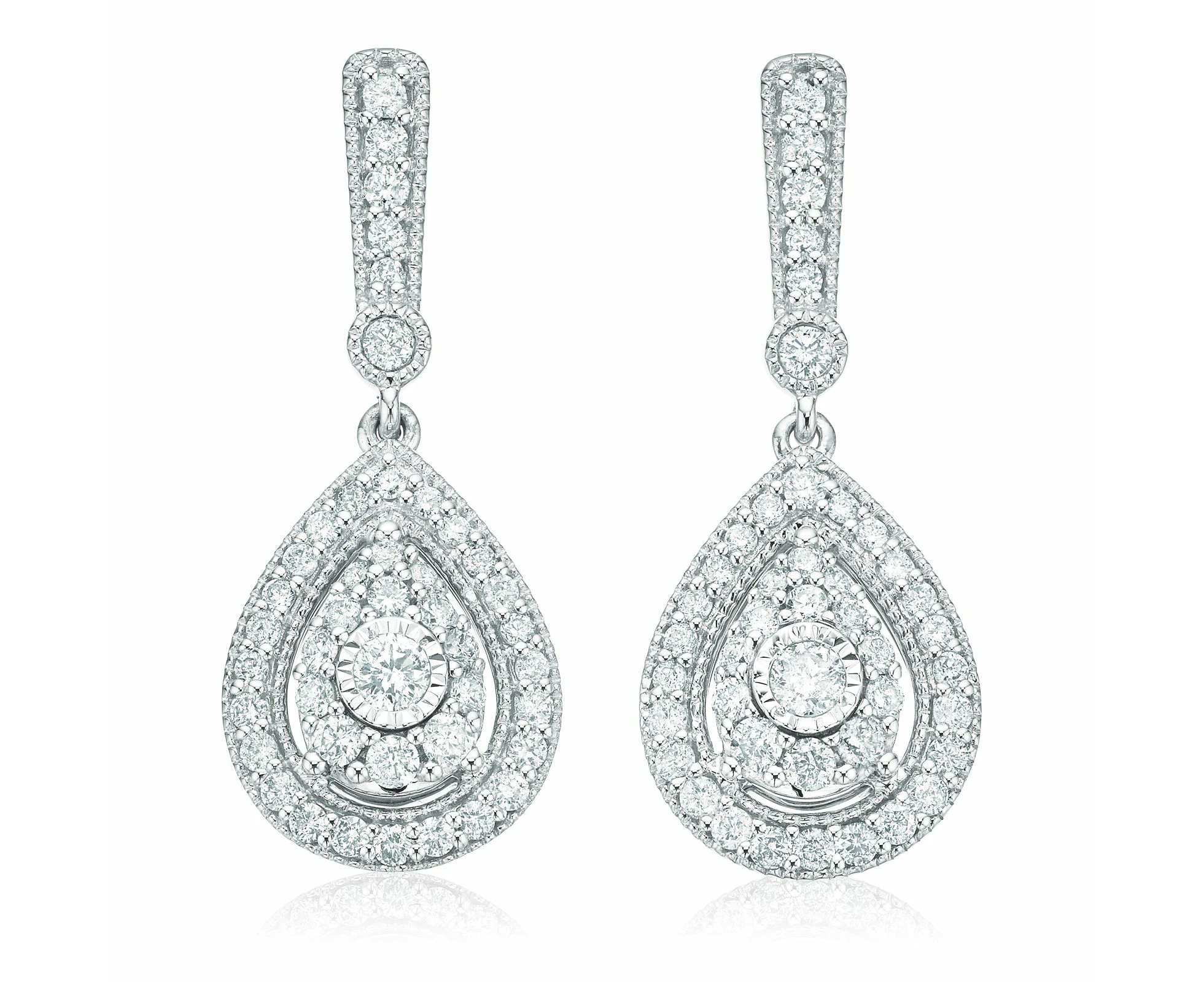 Paris 14ct White Gold Round Brilliant Cut 1/2 CARAT tw of Diamonds Drop Earrings