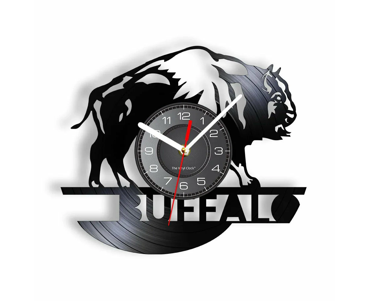 Wild Safari Buffalo Vinyl Record Wall Clock