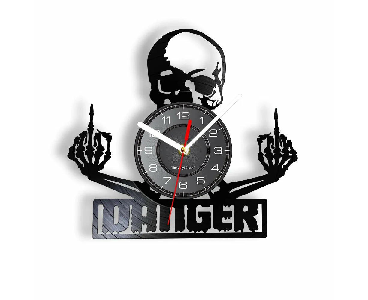 Vintage Skull Vinyl Record Wall Clock