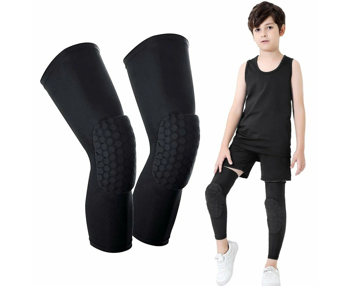 Youth Crash Honeycomb Breathable Knee Pad Compression Leg Sleeves For Cycling Football Basketball