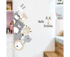 Cartoon Cute Animals Lion Bear Hippo Friends Wall Stickers Door Stickers Kids