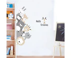 Cartoon Cute Animals Lion Bear Hippo Friends Wall Stickers Door Stickers Kids