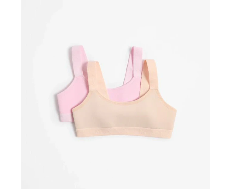 Girls Micro Performance Crop Tops 2 Pack - Maxx - Pale Petal/Pink