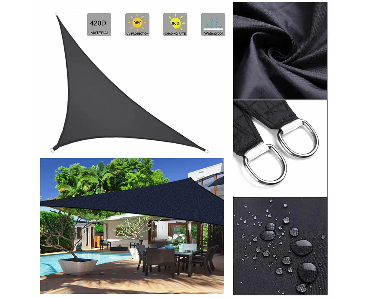 Black Oxford Right Triangle Visor Sun Shade Sail Pool Cover Sunscreen Awnings Waterproof Sail Canopy 420D