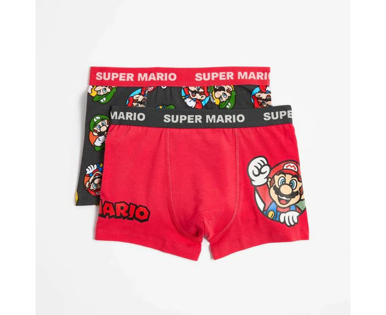 Super Mario Boys Trunks 2 Pack - Red/Black