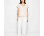 Linen Blend V-Neck Blouse - Preview