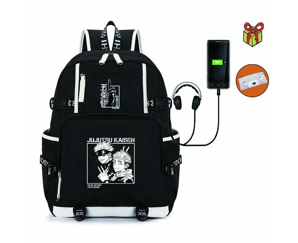 Unisex Anime Jujutsu Kaisen School Multifunction USB Charging Backpack