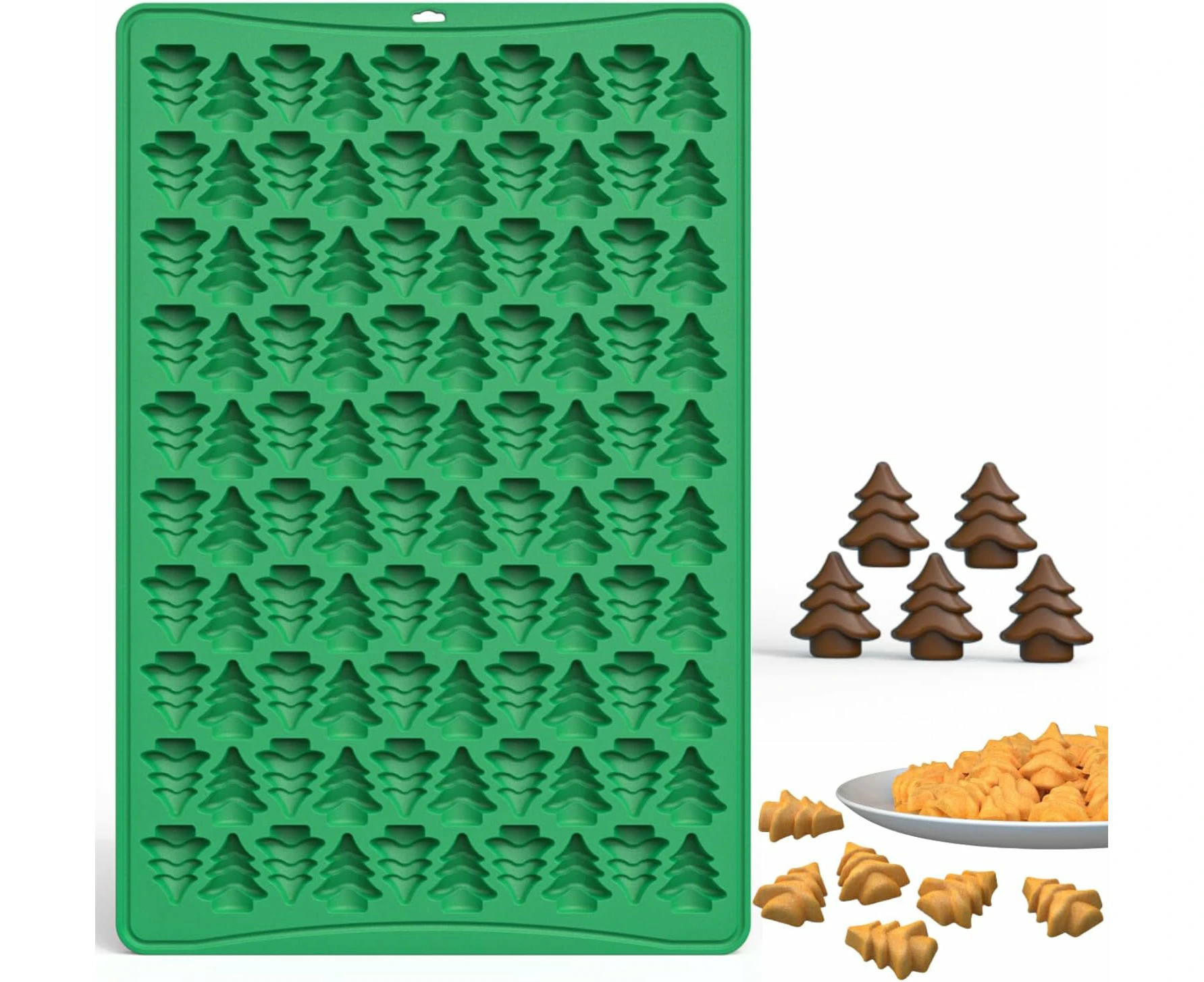 Mini Christmas Mold Silicone Christmas Tree Mold 100 Cavity Christmas Tree Shape Silicone Mold Mini Fudge Mold for Baking Cookies Pudding Jelly