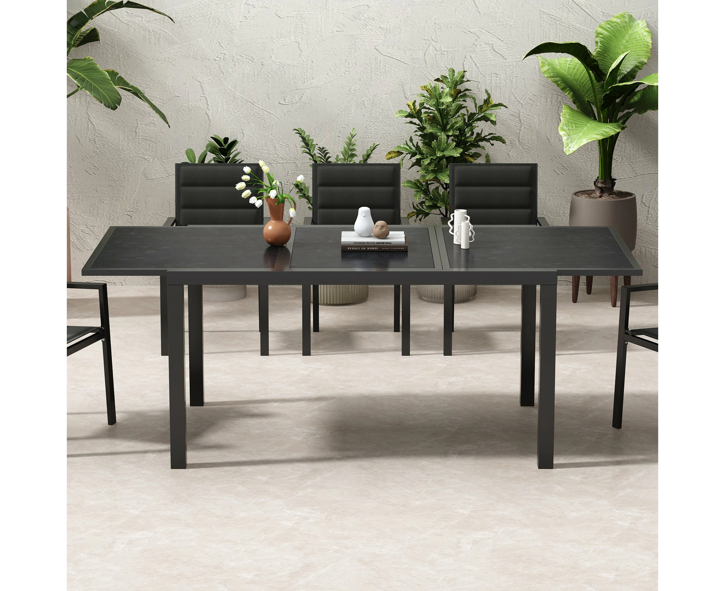 Dreamo Expandable Outdoor Dining Table with Charcoal Ceramic Effect