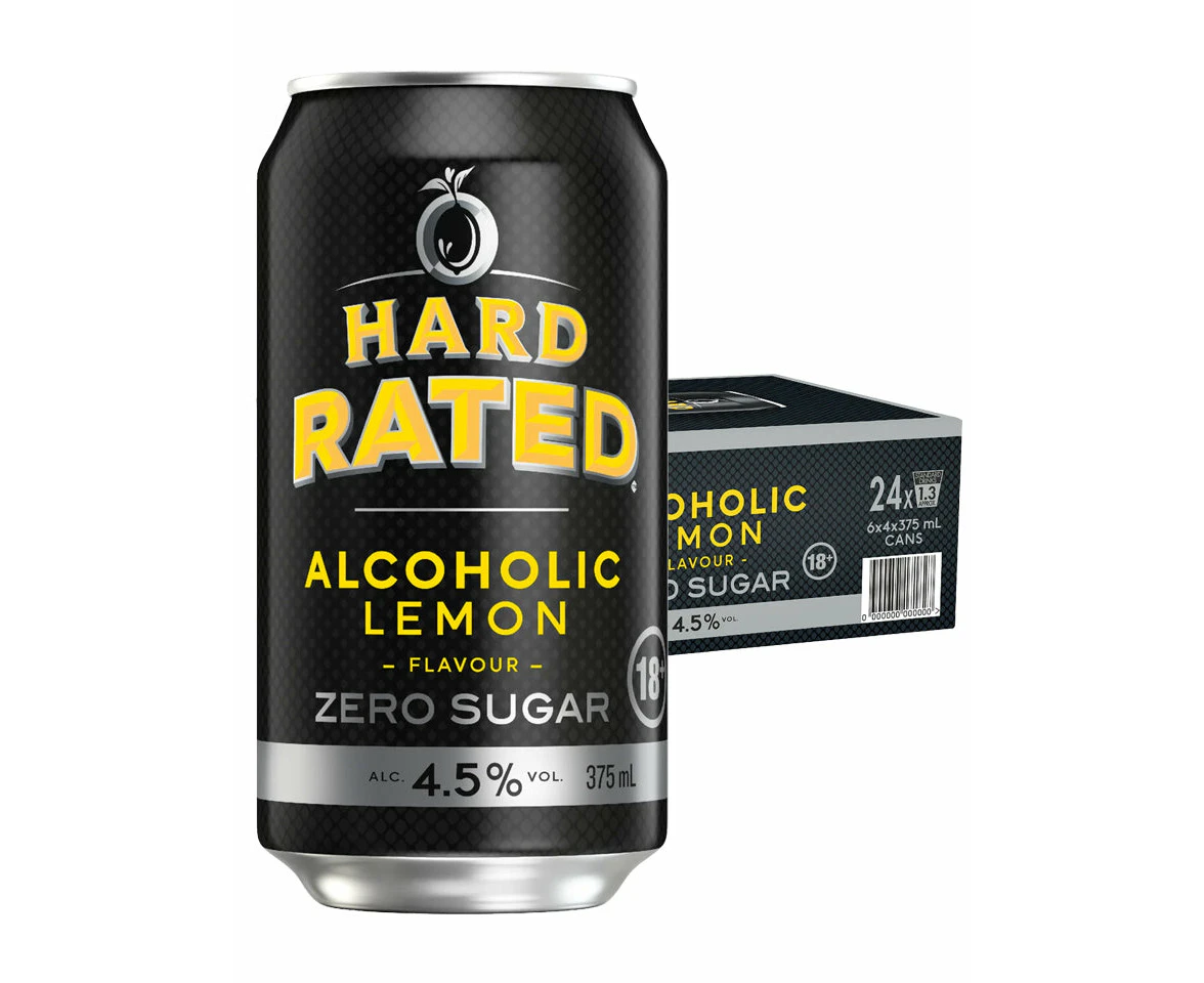 Hard Rated Alcoholic Lemon Zero Sugar Case 24 X 375ml Cans