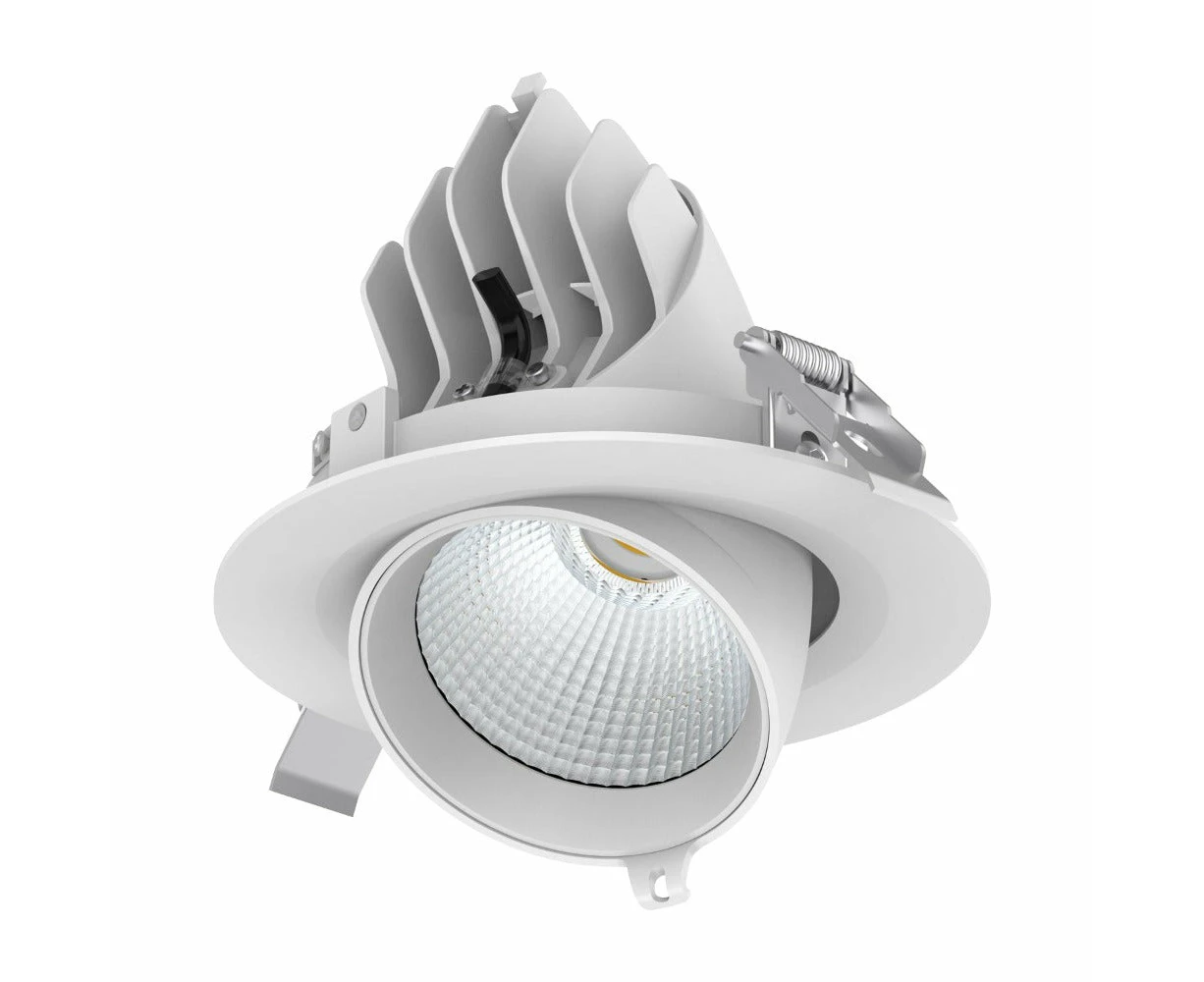 Domus SCOOP-25-TRIO - 25W LED Tri-Colour Dimmable Scoop Adjustable Downlight - White