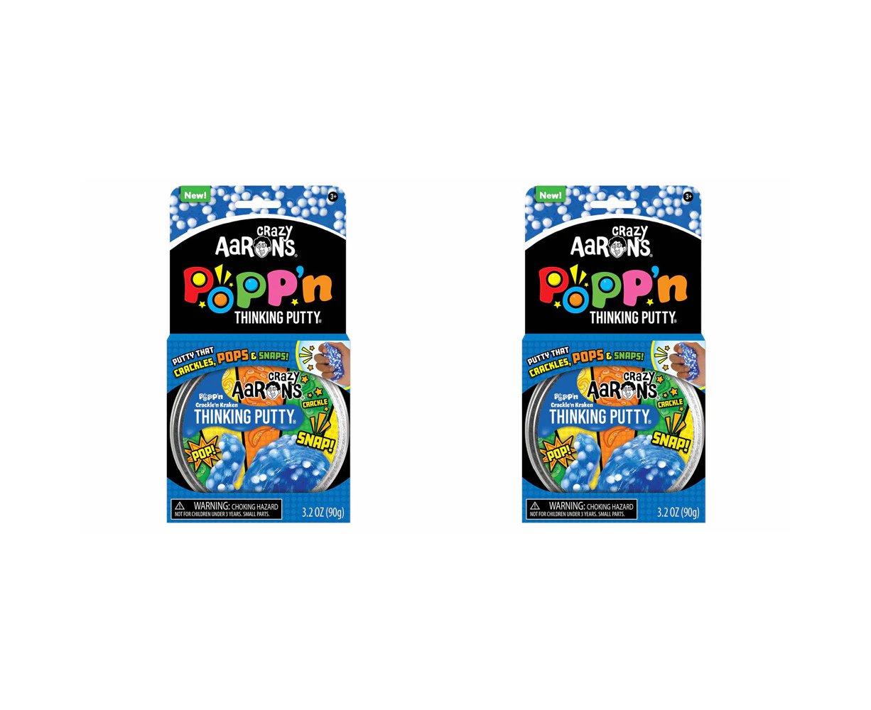 2x Crazy Aarons Thinking Putty Crackle'n Kraken Popp'n Kids Play Toy 10cm 3y+