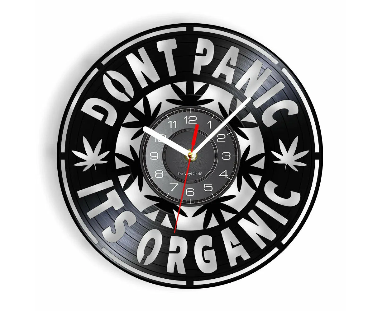 Organic Marijuana Leaf Vinyl Record Wall Clock