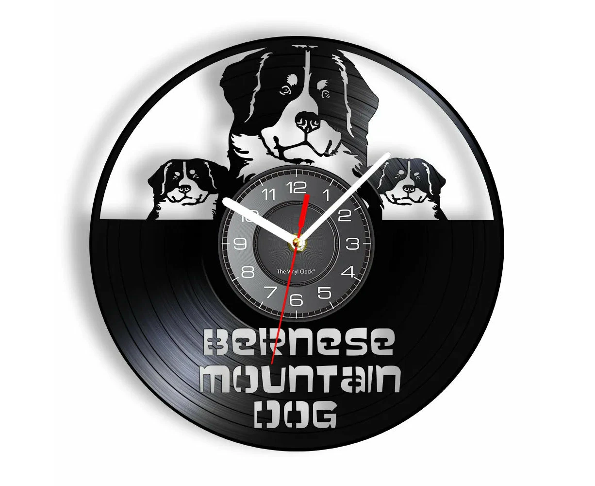 Berner Sennenhund Vinyl Record Wall Clock With Led Night Light