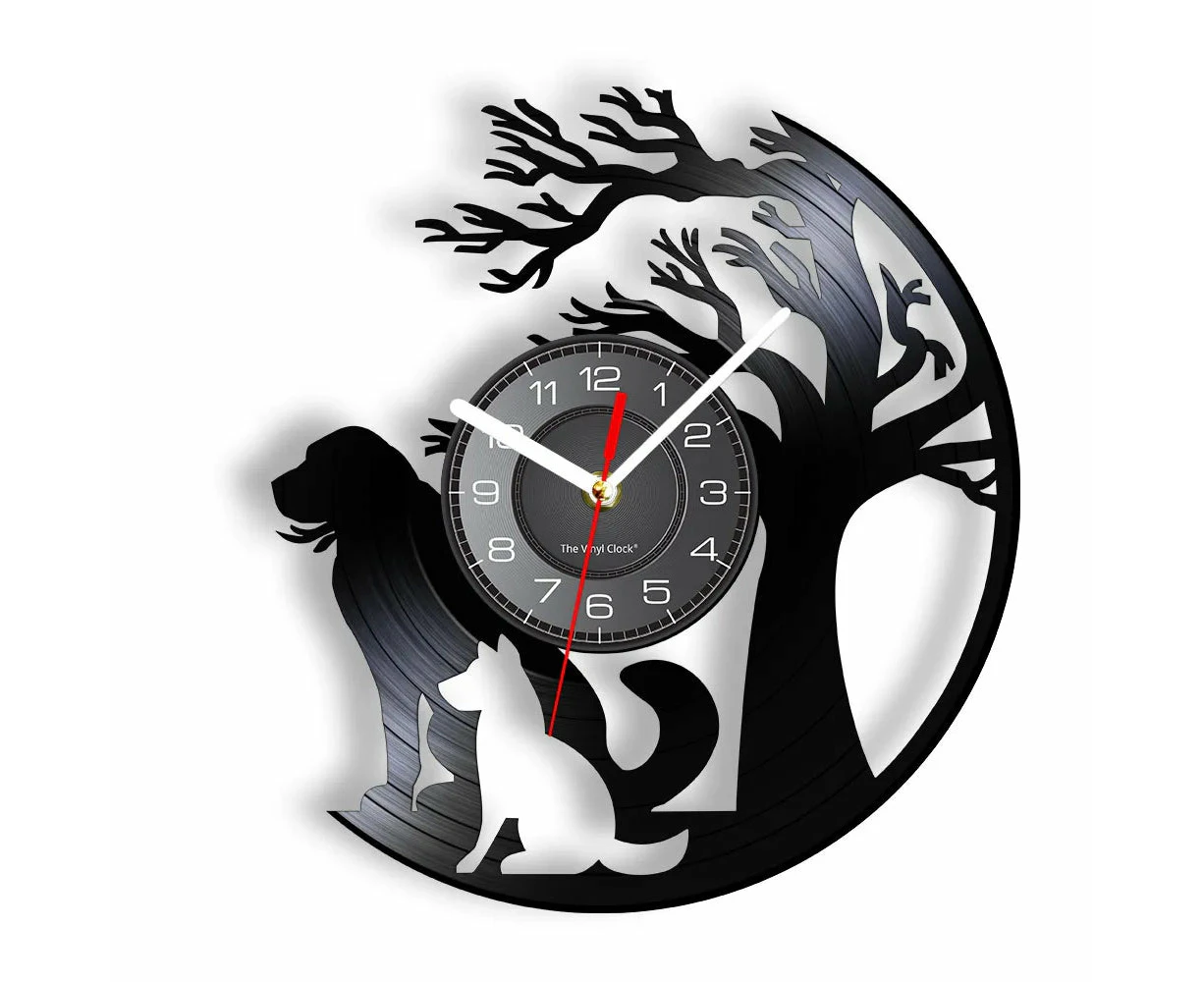 Dog Silhouette Vinyl Record Wall Clock