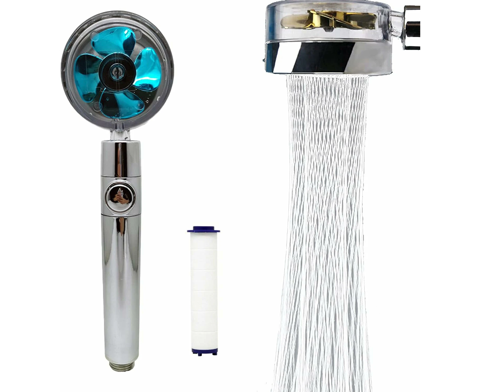 High Pressure Water Saving Shower, High-Pressure Shower Head With Filter And Pause Switch, Easy Install Handheld Turbocharged Shower Head 360 Degrees Rotat