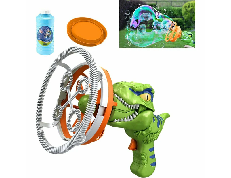 Electric Children Fan Dinosaur Bubble Machine,Fun Big Bubble Wand Outdoor Toys - Green