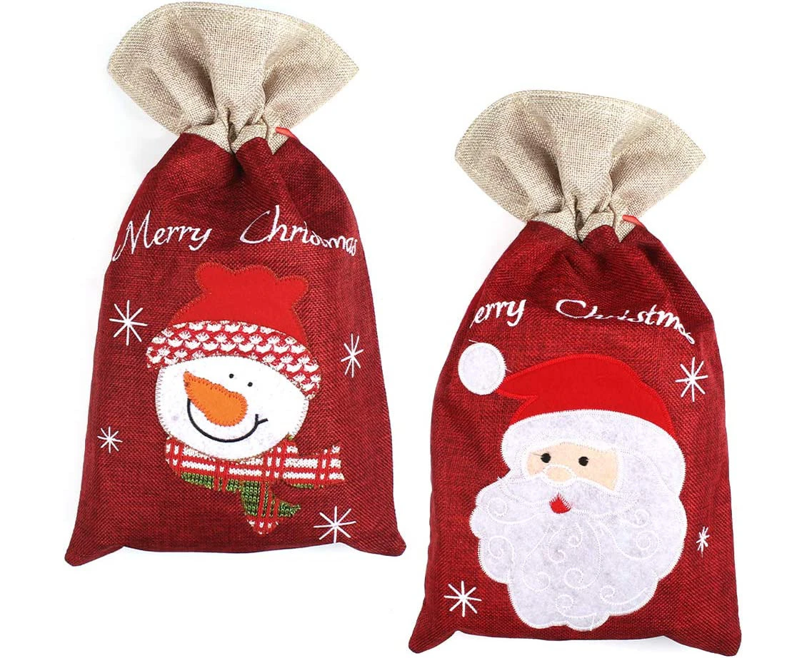 2pcs Christmas Gift Bag, Santa Claus Bag Christmas Gift Wrapping Bags Drawstring Christmas Bags Large Size Xmas Gift Bag (24 * 40cm)