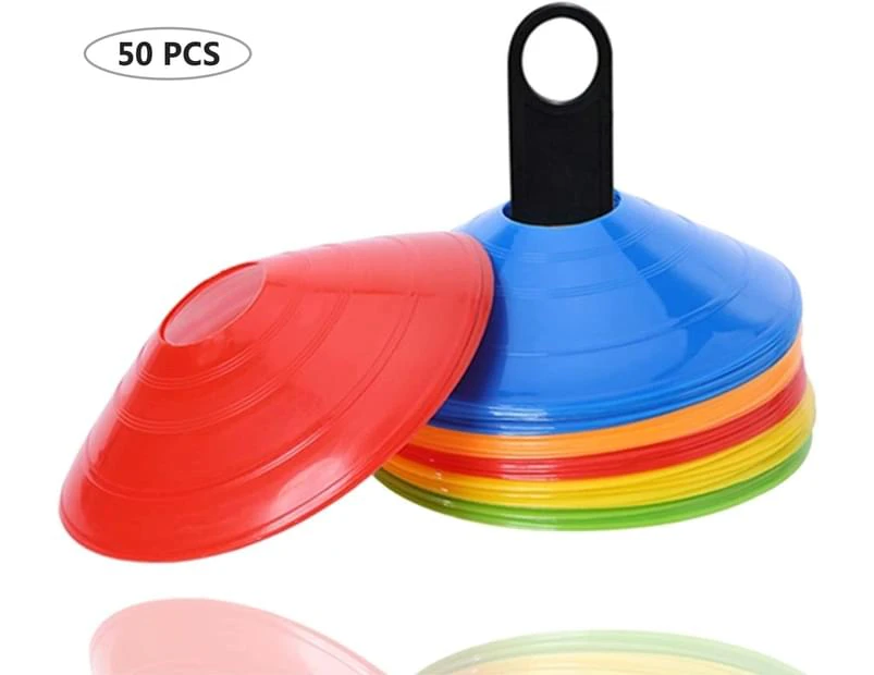 50Pcs Football Training Cones Set, Sports Cones Markings, Round Cone, Football Training Cone Fit Training Sports Field