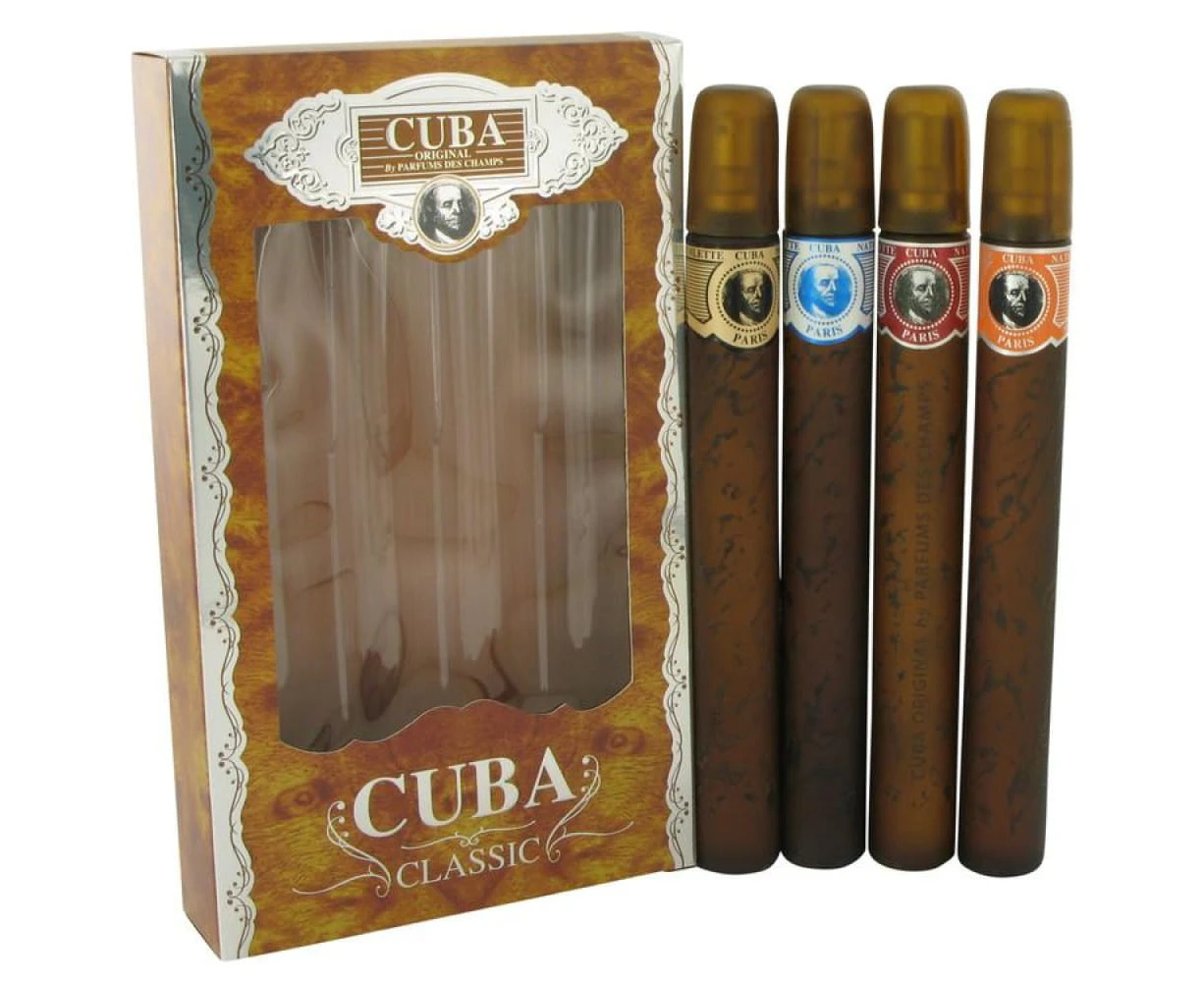 Cuba Red by Fragluxe Gift Set -- Cuba Variety Set includes All Four 1.15 oz Sprays, Cuba Red, Cuba Blue, Cuba Gold and Cuba Orange for Men