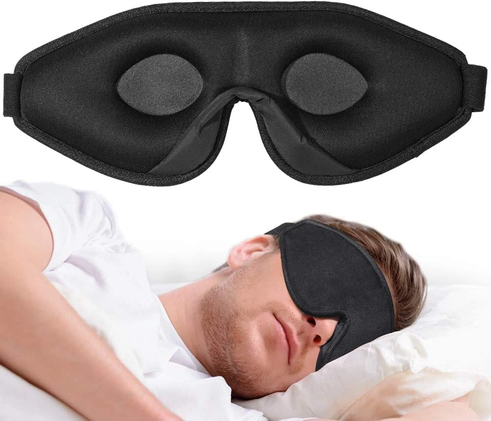 3D Sleep Mask for Women & Men, Comfort Ultra Soft Premium Eye Mask for Sleeping, Block Out Light 100% Eye Shade Cover, Adjustable Strap Silk Foam Eye Mask