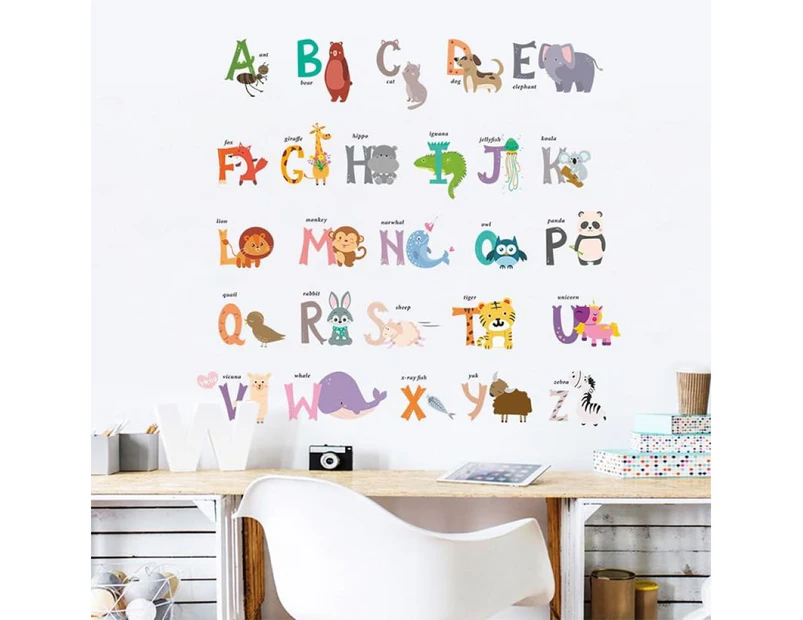 Cartoon English Alphabet Wall Stickers For Kids Room Baby Nursery Kindergarten