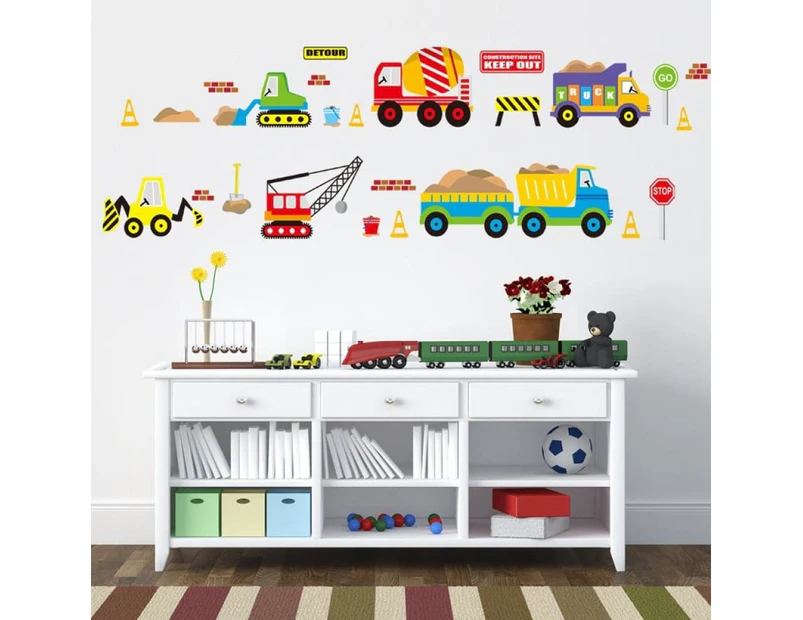 Cartoon Vehicle Traffic Cars Buses Wall Stickers for Kids Room Living Room