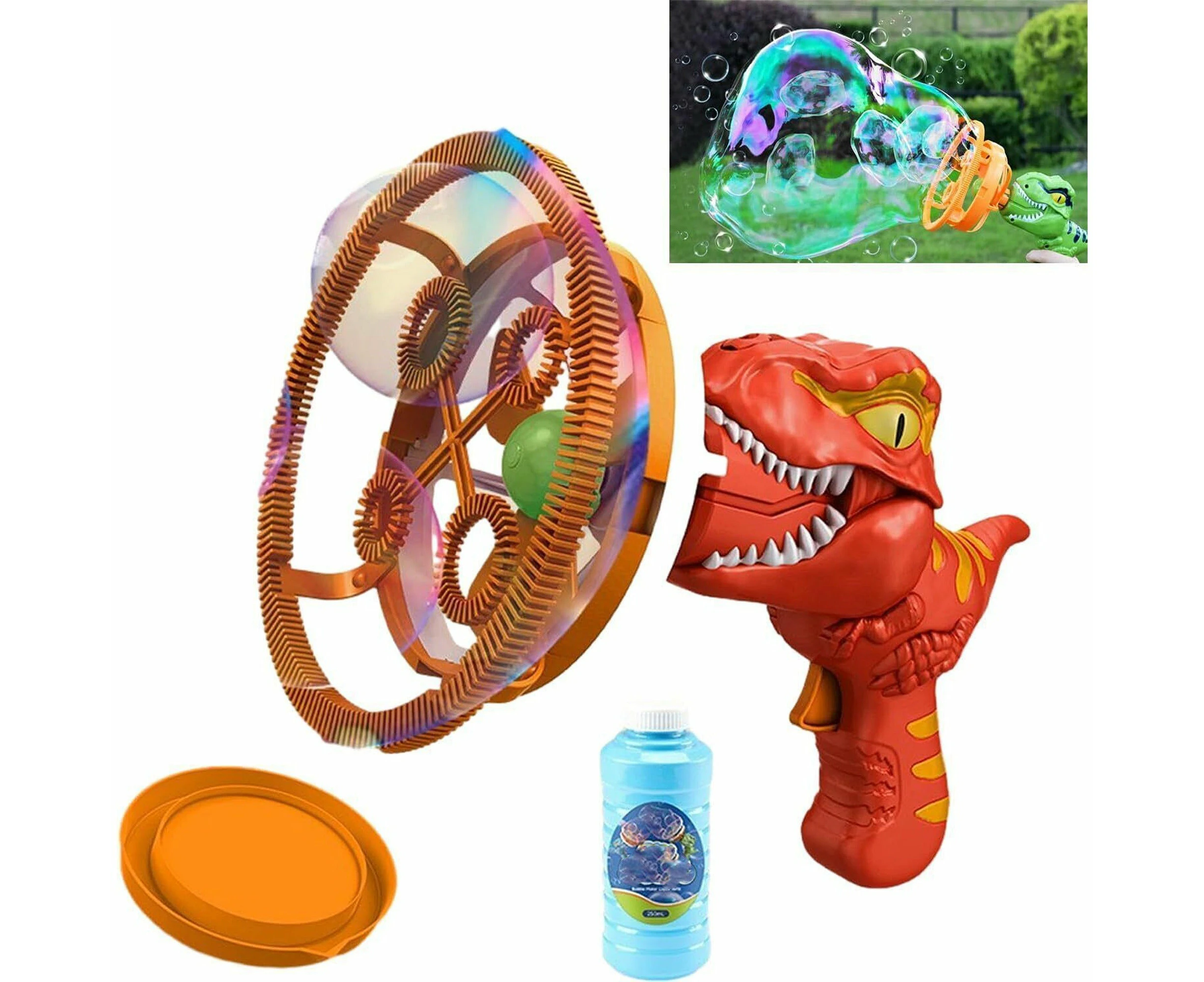 Electric Children Fan Dinosaur Bubble Machine,Fun Big Bubble Wand Outdoor Toys - Red