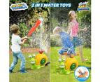 Water Sprinkler Baseball Toy for Kids Outdoor Play, 2 in 1 Snail Summer Water Game with 2 Sprinkler Heads, 360° Roating Spray Water Baseball