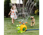 Water Sprinkler Baseball Toy for Kids Outdoor Play, 2 in 1 Snail Summer Water Game with 2 Sprinkler Heads, 360° Roating Spray Water Baseball