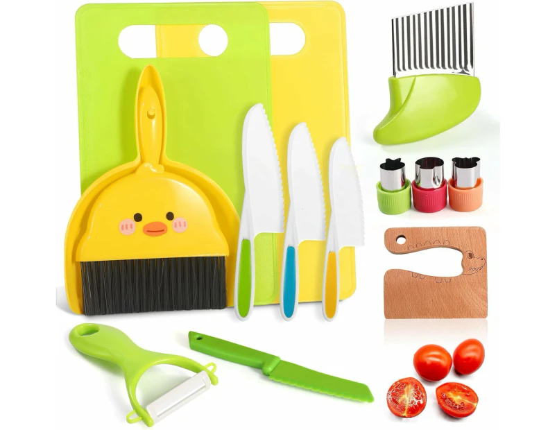 14PACK Safe Knife Kid Kitchen Set for Real Cooking, Montessori Kitchen Tool Toy for Girl Boy