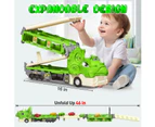 Car Toys for Boy Birthday Gifts, Foldable Ejection Race Track Dinosaur Toy Cars Toy Trucks w/Sound, 6 Dino Cars & 12 Road Signs, Toys for Boys