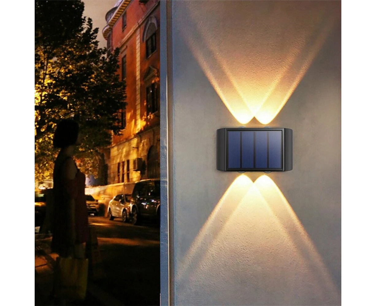 Solar Wall Lamp Outdoor 4LED Warm Light Waterproof Up And Down Luminous Lighting Balcony Yard Garden Decoration Lights