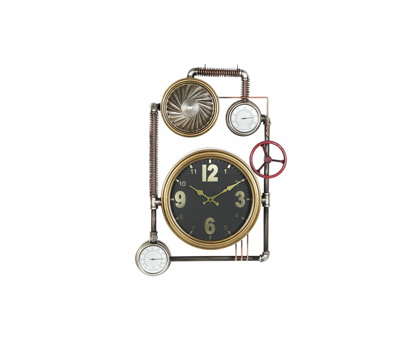 Wall Clock Dkd Home Decor Valves Crystal Golden Iron 50.5 x 12 x 73 Cm