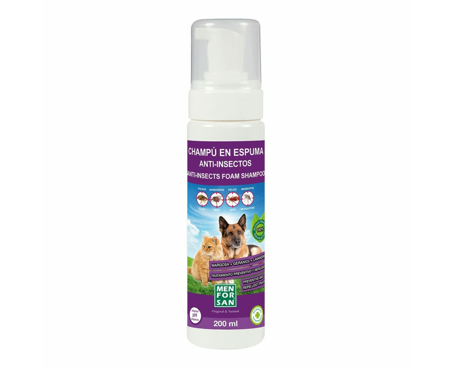 Pet Shampoo Menforsan Foam Insect Repellant 200 Ml