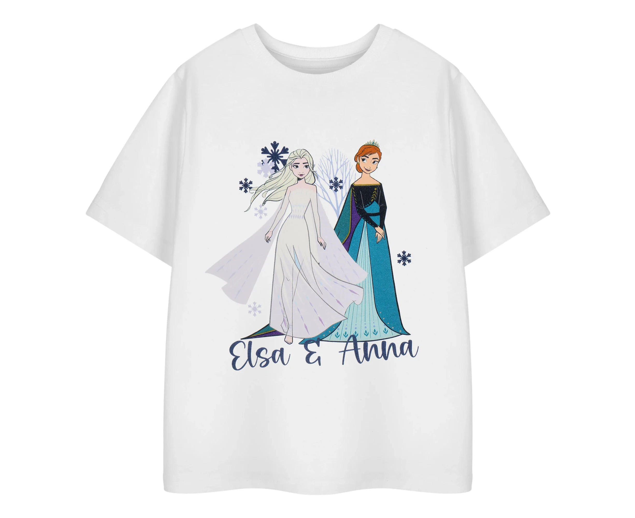 Frozen Girls Anna And Elsa T-Shirt (White) - NS8534