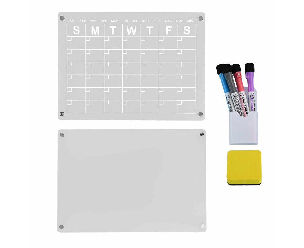 Magnetic White Board Monthly Weekly Planner Dry Erase Refrigerator Message Board