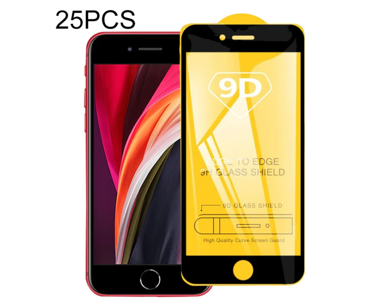 25 Pcs For Iphone 8 & 7 9d Full Glue Full Screen Tempered Glass Film