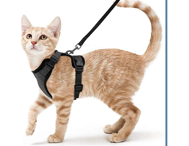 Escape-Proof Cat Harness with Leash and Reflective Stripes