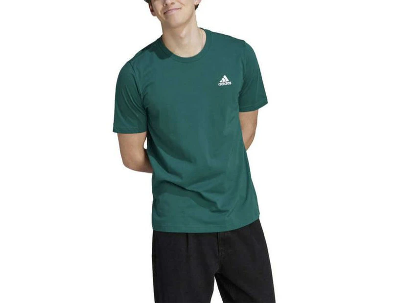 Adidas Mens Essentials Small Logo Tee - Green