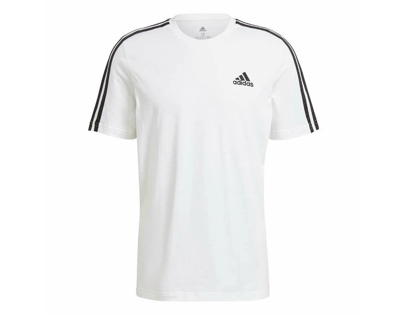 Adidas Mens Essentials 3 Stripes Tee - White